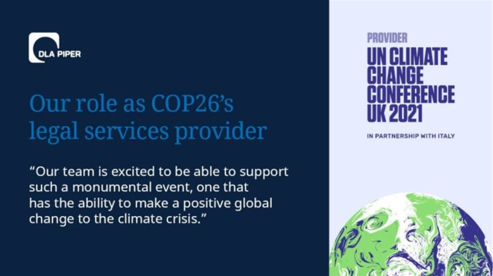 DLA Piper utnevnt som juridisk rådgiver for FNs 26. klimakonferanse, COP26 Primærfaner
